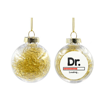 DR. Loading..., Χριστουγεννιάτικη μπάλα δένδρου διάφανη με χρυσό γέμισμα 8cm