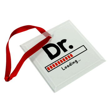 DR. Loading..., Christmas ornament, glass square ornament 9x9cm