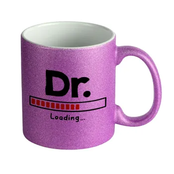 DR. Loading..., Κούπα Μωβ Glitter που γυαλίζει, κεραμική, 330ml