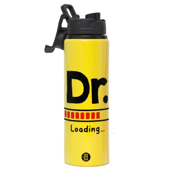 DR. Loading..., Μεταλλικό παγούρι νερού με καπάκι ασφαλείας, αλουμινίου 850ml