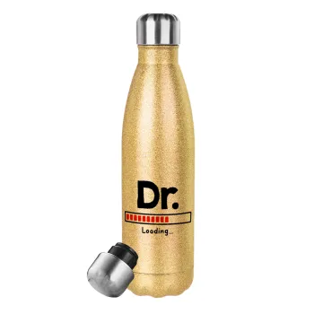 DR. Loading..., Glitter gold stainless steel thermos bottle, double-walled, 500ml