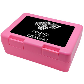 Dinner is coming (GOT), Children's cookie container PINK 185x128x65mm (BPA free plastic)