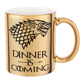 Dinner is coming (GOT), Mug ceramic, gold mirror, 330ml