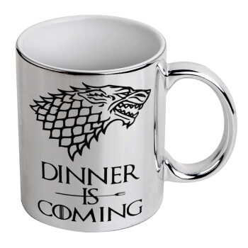 Dinner is coming (GOT), Mug ceramic, silver mirror, 330ml