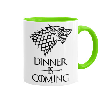 Dinner is coming (GOT), Mug colored light green, ceramic, 330ml