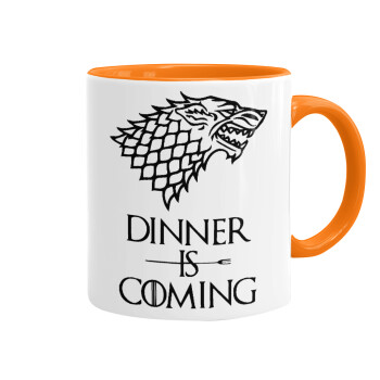 Dinner is coming (GOT), Mug colored orange, ceramic, 330ml