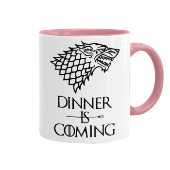 Dinner is coming (GOT), Mug colored pink, ceramic, 330ml