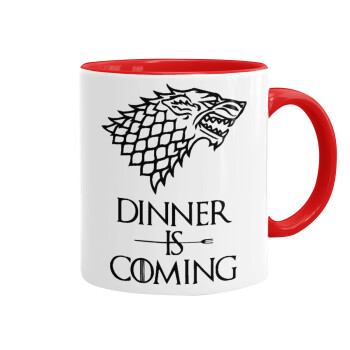 Dinner is coming (GOT), Mug colored red, ceramic, 330ml