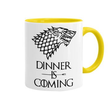 Dinner is coming (GOT), Mug colored yellow, ceramic, 330ml