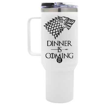 Dinner is coming (GOT), Mega Stainless steel Tumbler with lid, double wall 1,2L