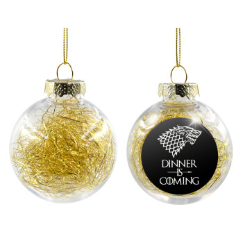 Dinner is coming (GOT), Transparent Christmas tree ball ornament with gold filling 8cm
