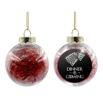 Dinner is coming (GOT), Χριστουγεννιάτικη μπάλα δένδρου διάφανη με κόκκινο γέμισμα 8cm