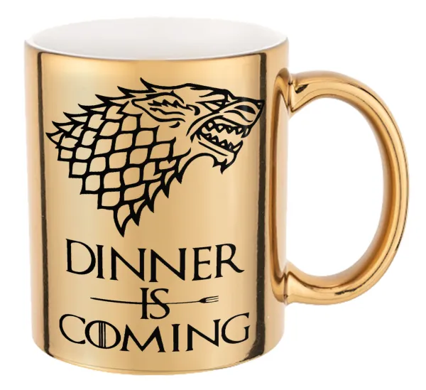 Dinner is coming — Mug ceramic, gold mirror, 330ml