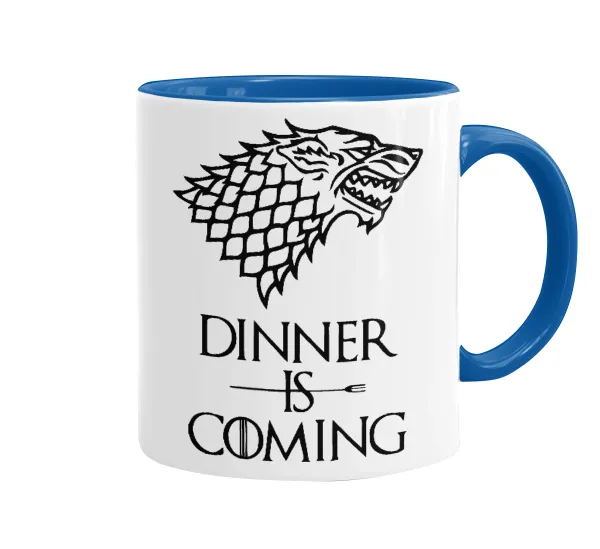 Dinner is coming — Κούπα χρωματιστή μπλε, κεραμική, 330ml