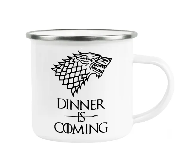 Dinner is coming — Κούπα Μεταλλική εμαγιέ λευκη 360ml