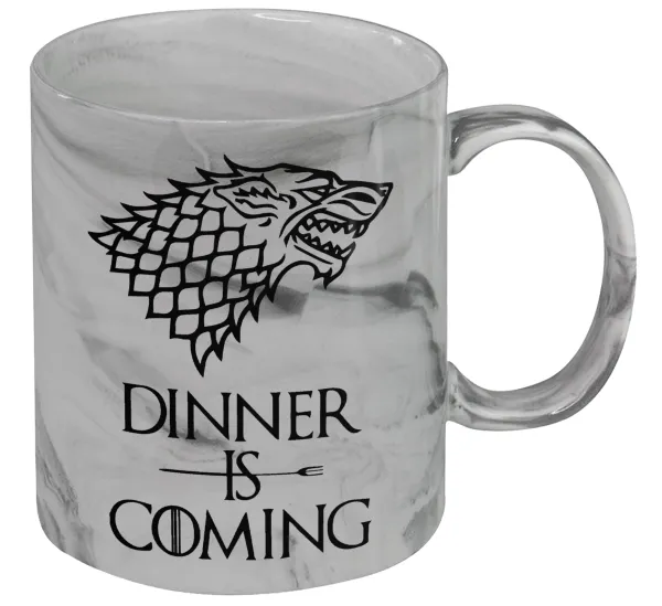 Dinner is coming — Mug ceramic marble style, 330ml