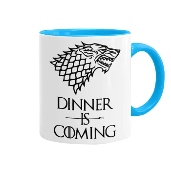 Dinner is coming (GOT), Mug colored light blue, ceramic, 330ml