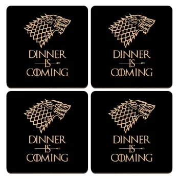 Dinner is coming (GOT), ΣΕΤ x4 Σουβέρ ξύλινα τετράγωνα plywood (9cm)