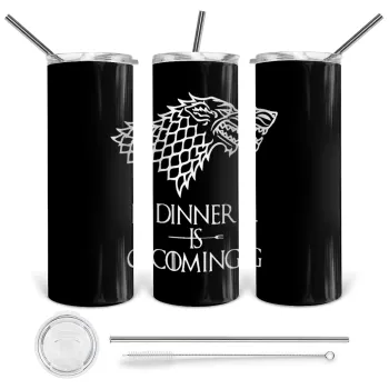 Dinner is coming (GOT), Tumbler stainless steel 600ml, with metal straw & cleaning brush
