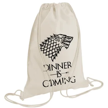 Dinner is coming (GOT), Τσάντα πλάτης πουγκί GYMBAG natural (28x40cm)