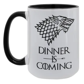 Dinner is coming (GOT), Κούπα Mega 15oz, κεραμική Μαύρη, 450ml