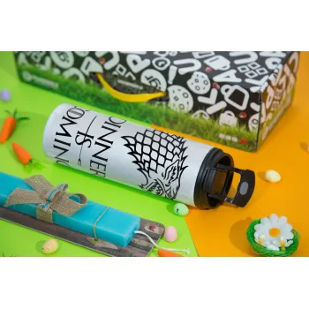 Dinner is coming (GOT), Πασχαλινή Λαμπάδα με Travel Tumbler θερμό με διπλό καπάκι (600ml, BPA free) & κερί αρωματικό πλακέ (30cm) (ΤΙΡΚΟΥΑΖ)