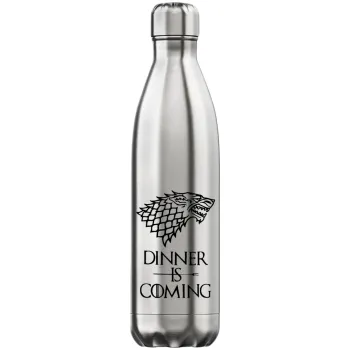 Dinner is coming (GOT), Inox (Stainless steel) hot metal mug, double wall, 750ml