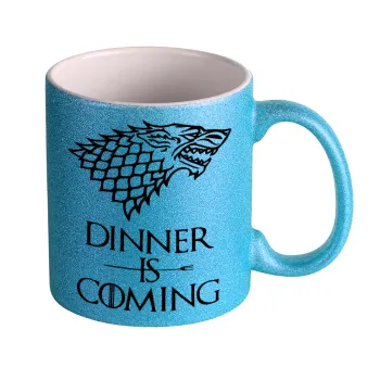 Dinner is coming (GOT), Κούπα Σιέλ Glitter που γυαλίζει, κεραμική, 330ml