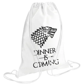 Dinner is coming (GOT), Τσάντα πλάτης πουγκί GYMBAG λευκή (28x40cm)