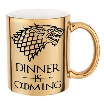 Dinner is coming (GOT), Mug ceramic, gold mirror, 330ml
