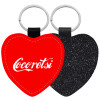 Μπρελόκ PU δερμάτινο glitter καρδιά ΜΑΥΡΟ