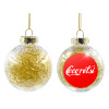 Transparent Christmas tree ball ornament with gold filling 8cm