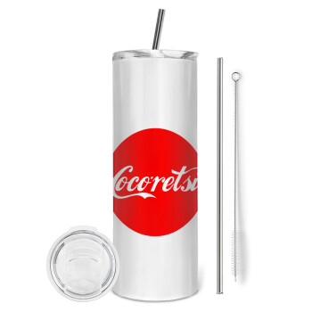 Cocoretsi, Eco friendly stainless steel tumbler 600ml, with metal straw & cleaning brush