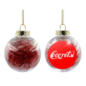 Cocoretsi, Χριστουγεννιάτικη μπάλα δένδρου διάφανη με κόκκινο γέμισμα 8cm