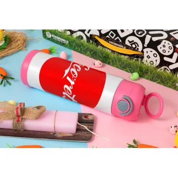 Cocoretsi, Easter candle, Childrens hot water bottle, stainless steel, with safety straw, PINK (500ml)