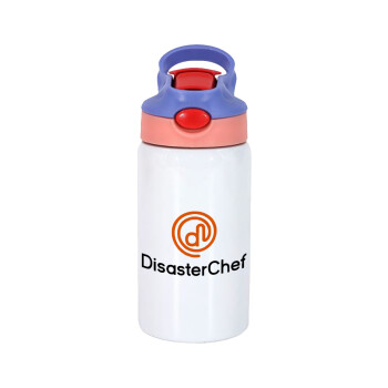 Disaster Chef, Children's hot water bottle, stainless steel, with safety straw, pink/purple (350ml)