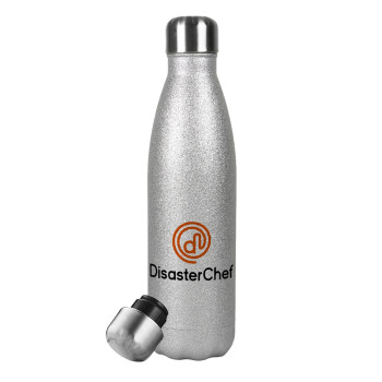 Disaster Chef, Metallic Glitter Silver Thermos Flask (Stainless steel), double-walled, 500ml