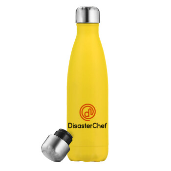 Disaster Chef, Μεταλλικό παγούρι θερμός Κίτρινος (Stainless steel), διπλού τοιχώματος, 500ml