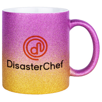 Disaster Chef, Κούπα Χρυσή/Ροζ Glitter, κεραμική, 330ml