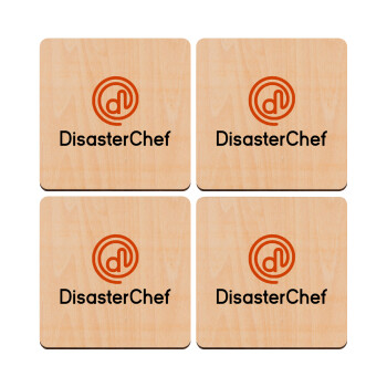 Disaster Chef, ΣΕΤ x4 Σουβέρ ξύλινα τετράγωνα plywood (9cm)