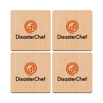 Disaster Chef, ΣΕΤ x4 Σουβέρ ξύλινα τετράγωνα plywood (9cm)