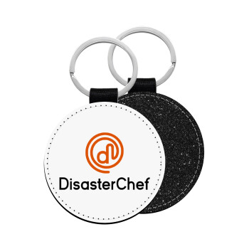 Disaster Chef, Μπρελόκ Δερματίνη, στρογγυλό ΜΑΥΡΟ (5cm)