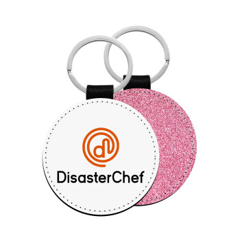 Disaster Chef, Μπρελόκ Δερματίνη, στρογγυλό ΡΟΖ (5cm)