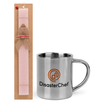 Disaster Chef, Πασχαλινό Σετ, μεταλλική κούπα θερμό (300ml) & πασχαλινή λαμπάδα αρωματική πλακέ (30cm) (ΡΟΖ)