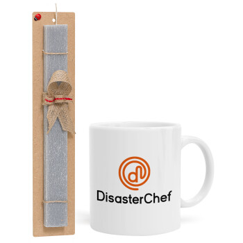 Disaster Chef, Easter Set, Ceramic Cup (330ml) & Easter aromatic flat candle (30cm) (GRAY)