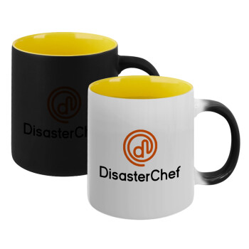 Disaster Chef, Κούπα Μαγική εσωτερικό κίτρινη, κεραμική 330ml που αλλάζει χρώμα με το ζεστό ρόφημα (1 τεμάχιο)