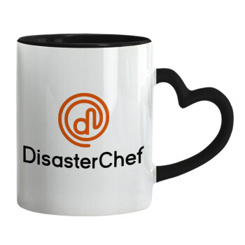 Disaster Chef, Mug heart black handle, ceramic, 330ml