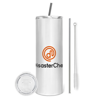 Disaster Chef, Eco friendly ποτήρι θερμό (tumbler) από ανοξείδωτο ατσάλι 600ml, με μεταλλικό καλαμάκι & βούρτσα καθαρισμού