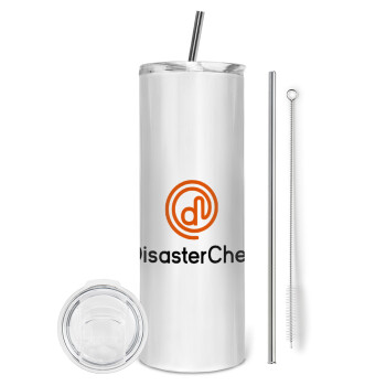 Disaster Chef, Tumbler ποτήρι θερμό από ανοξείδωτο ατσάλι 600ml, με μεταλλικό καλαμάκι & βούρτσα καθαρισμού