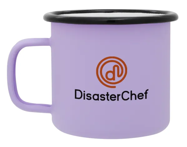 Disaster Chef — Metal enamel mug, matte light pastel purple, 360ml